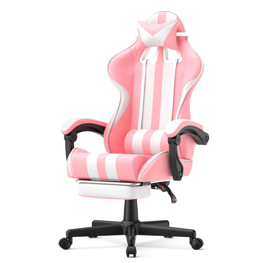 Ferghana Pink Gaming Chair with Footrest,Headrest,Lumbar Support Gamer Chair for Adults Computer Chair - Gaming - Chair24