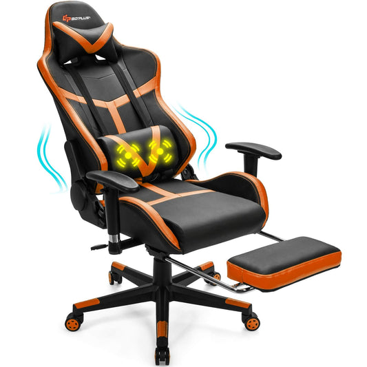 POWERSTONE Gaming Chair, Orange Gaming Chairs Ergonomic Gamer Chair for Adults with Footrest Adjustable Lumbar Support PU Leather High Back Computer Chair Swivel Stool - Gaming - Chair24